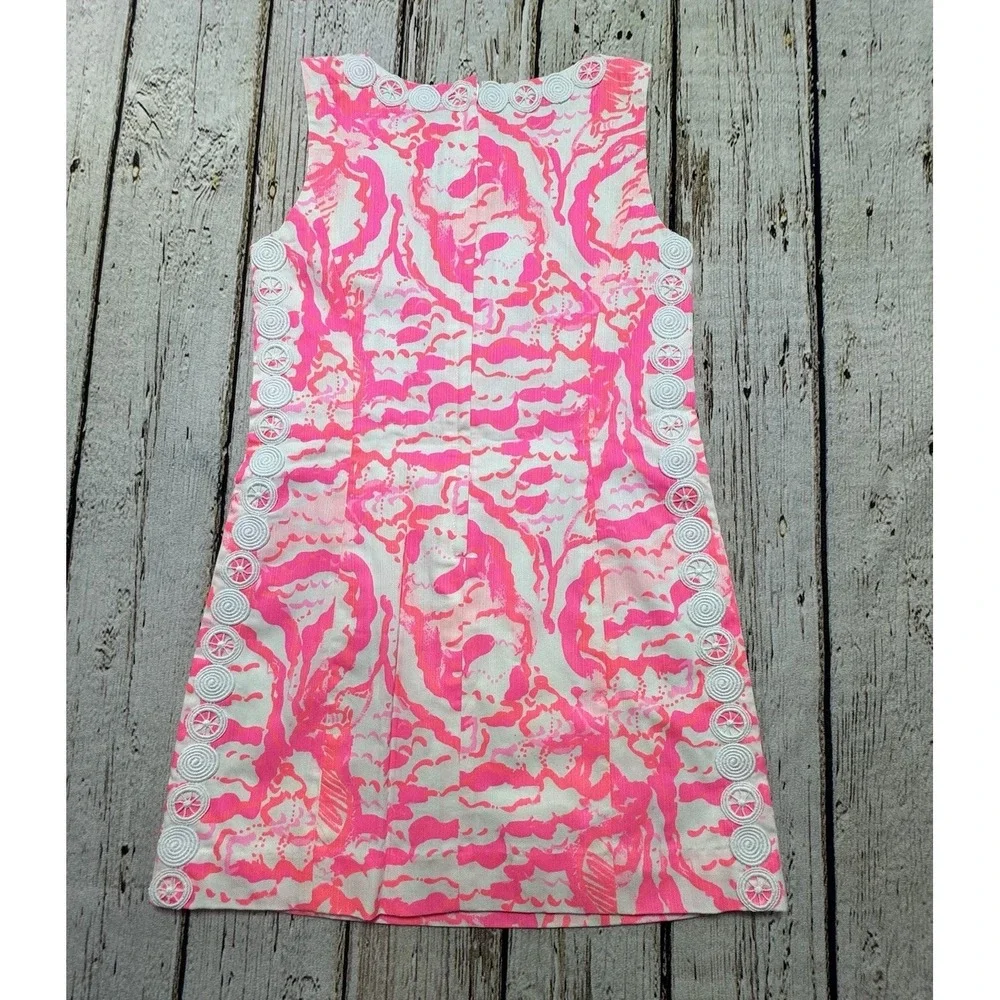 Lilly Pulitzer Mini Mila Shift Dress Pink Coral‎ Reef Beside The Point Size 7